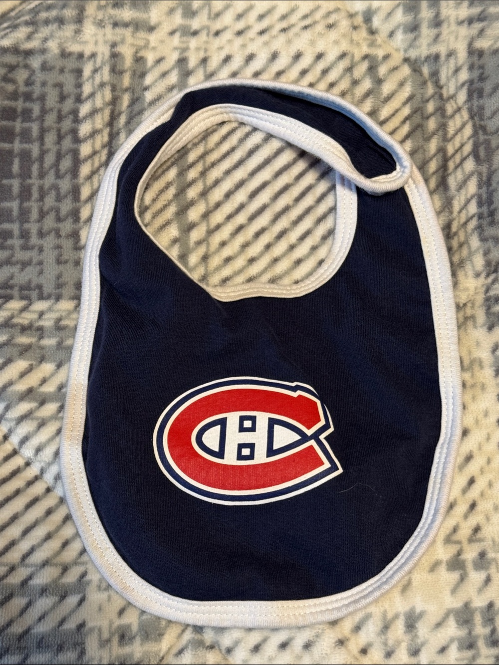 Dell Navy and White Baby Bib with Red Logo Accent
